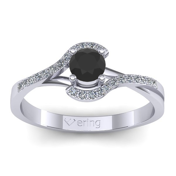 Inel de logodna cu diamant negru rotund