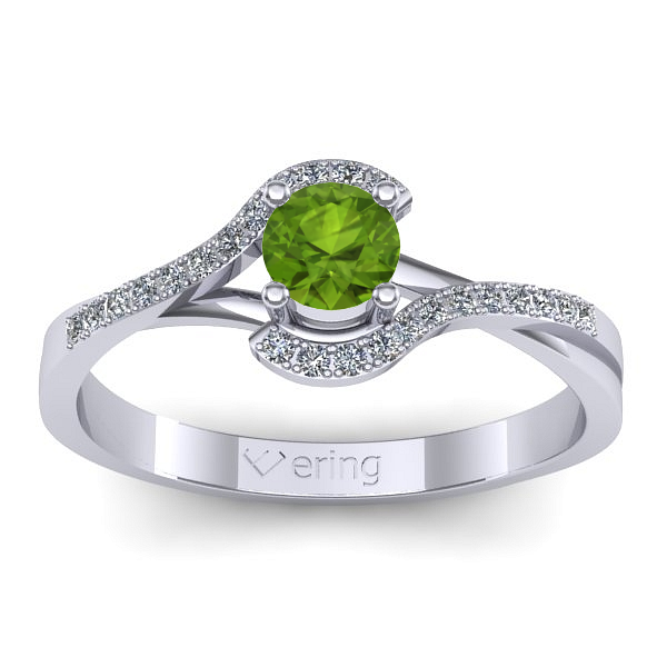 Inel de logodna cu peridot rotund