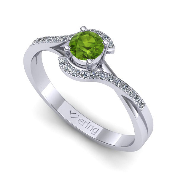 Inel din aur alb cu peridot