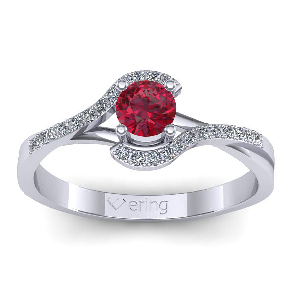 Inel de logodna cu rubin rotund