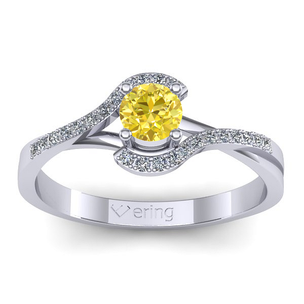 Inel logodna cu safir galben rotund