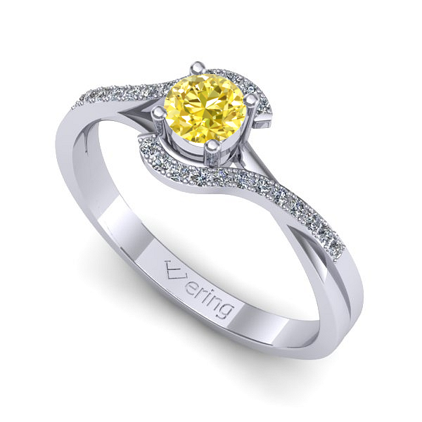 Inel din aur alb cu safir galben