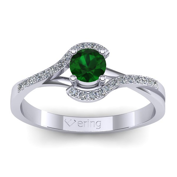 Inel logodna cu smarald rotund