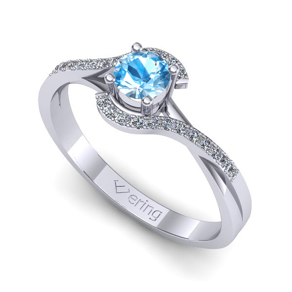 Inel logodna din aur alb cu topaz blue