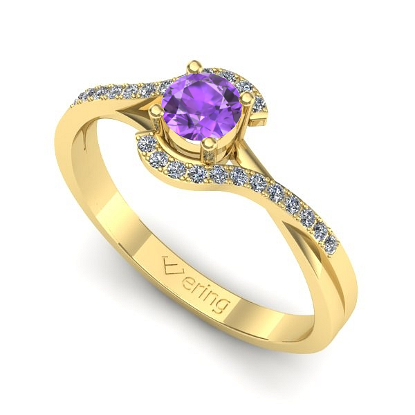 Inel din aur galben cu ametist