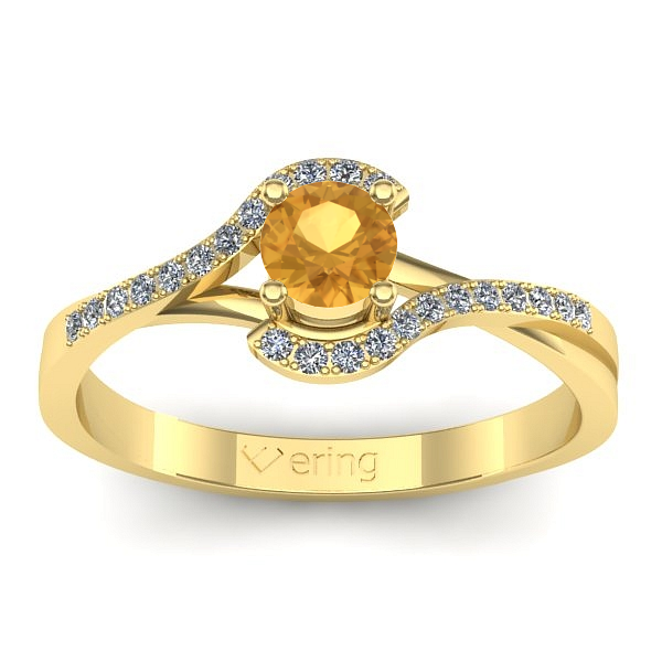 Inel cu citrin rotund