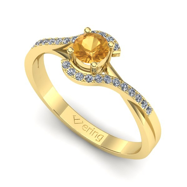 Inel logodna din aur galben cu citrin
