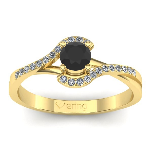 Inel de logodna cu diamant negru rotund
