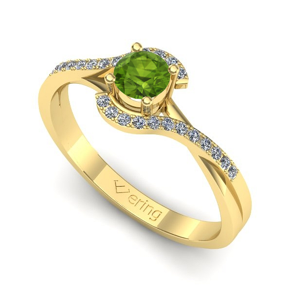 Inel logodna din aur galben cu peridot