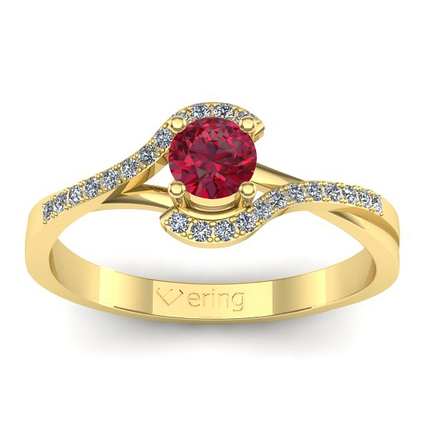 Inel logodna cu rubin rotund