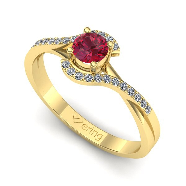 Inel din aur galben cu rubin