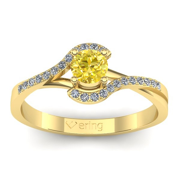 Inel logodna cu safir galben rotund