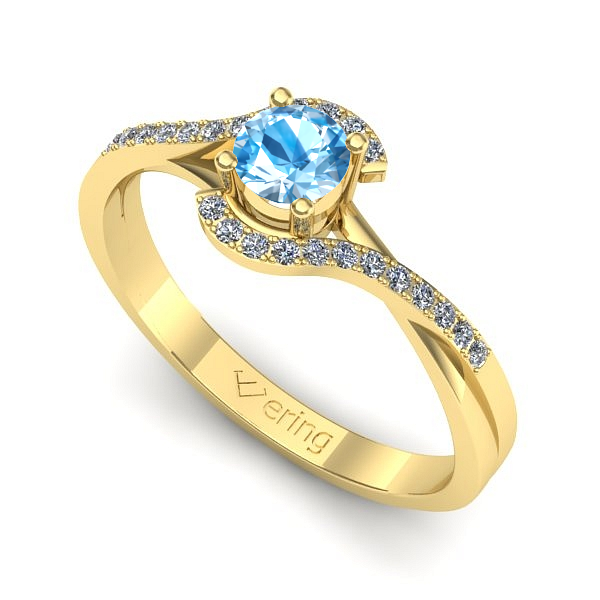 Inel de logodna din aur galben cu topaz blue