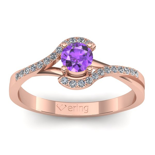 Inel de logodna cu ametist rotund