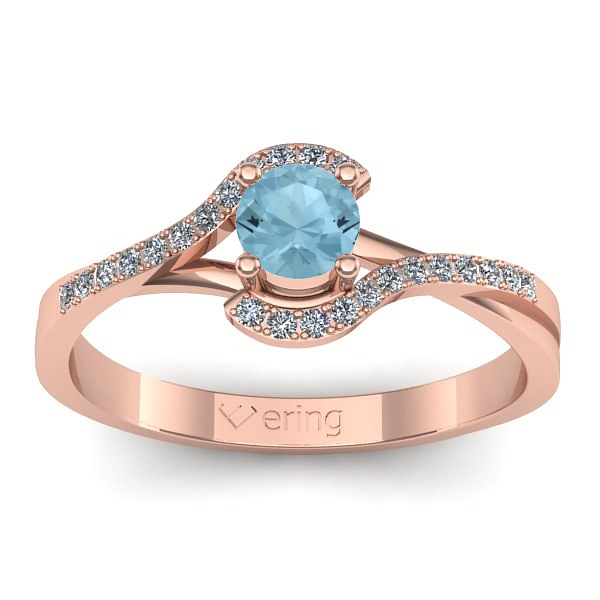 Inel logodna cu aquamarin rotund