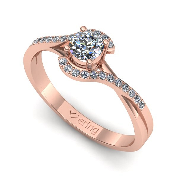 Inel logodna din aur roz cu diamant