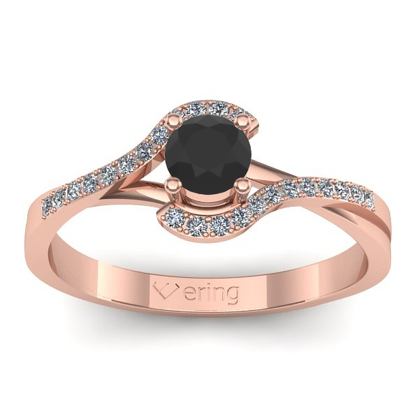 Inel de logodna cu diamant negru rotund