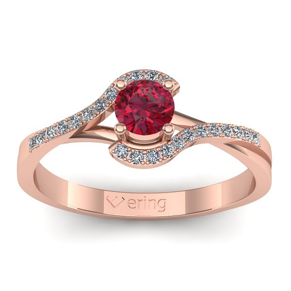 Inel logodna cu rubin rotund