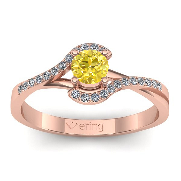 Inel logodna cu safir galben rotund