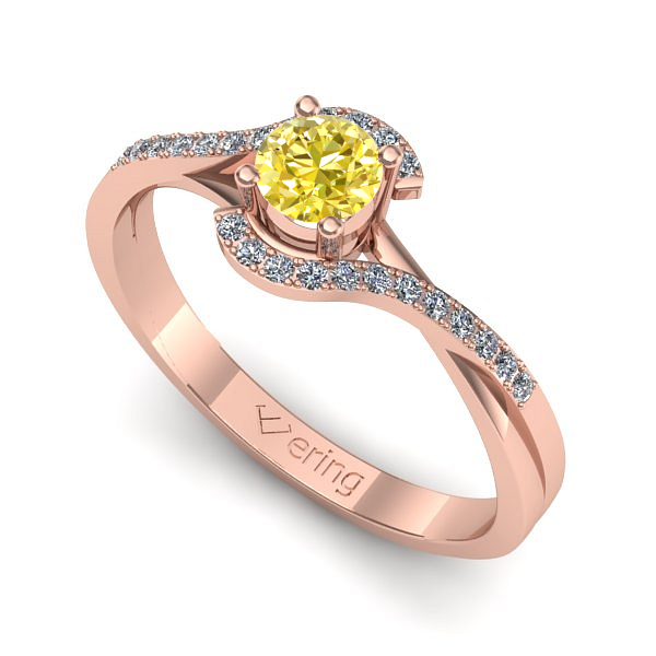 Inel din aur roz cu safir galben