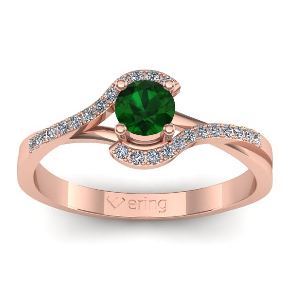 Inel logodna cu smarald rotund
