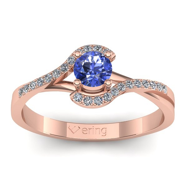 Inel de logodna cu tanzanit rotund