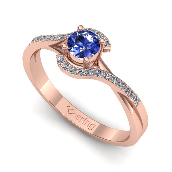 Inel din aur roz cu tanzanit