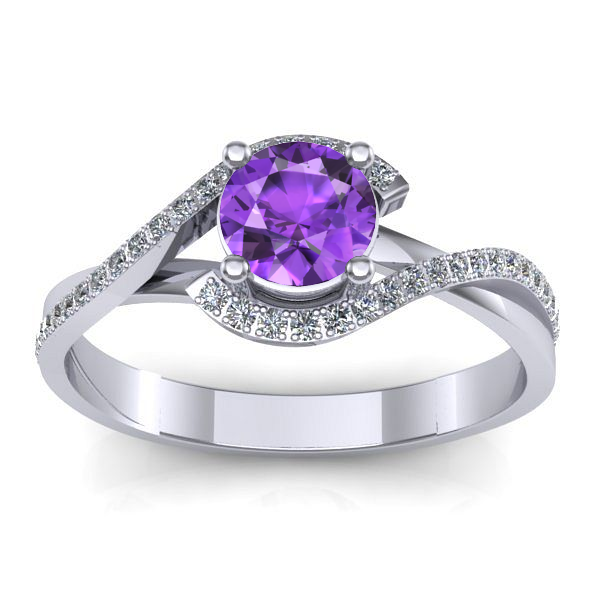 Inel de logodna cu ametist rotund