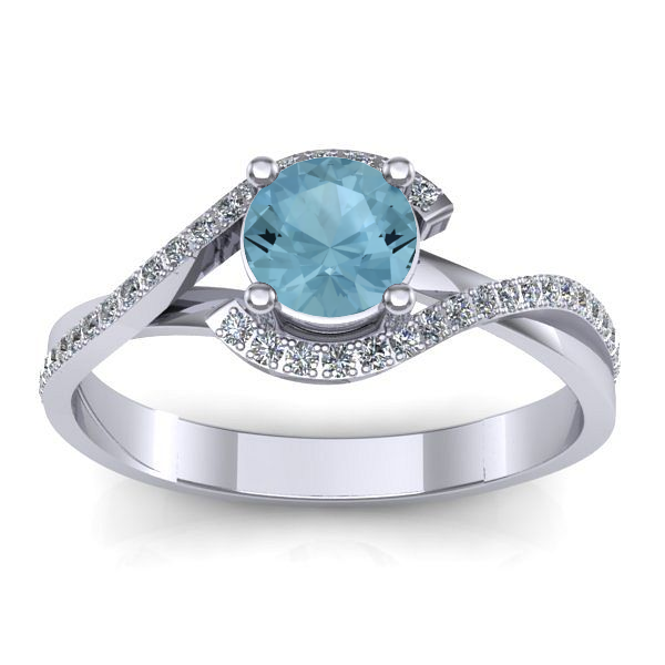 Inel logodna cu aquamarin rotund