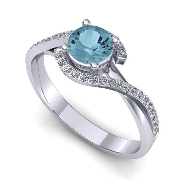 Inel de logodna din aur alb cu aquamarin