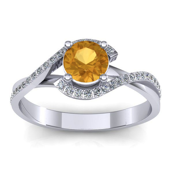 Inel de logodna cu citrin rotund