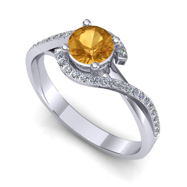 Inel din aur alb cu citrin