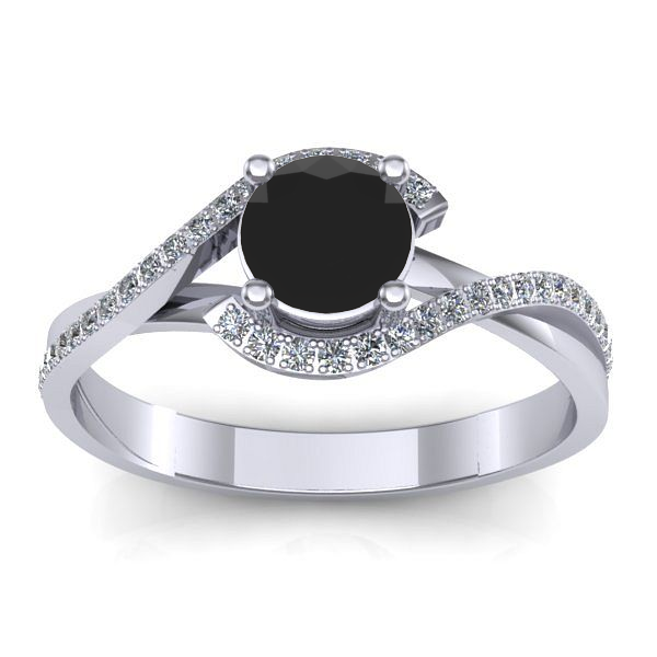 Inel cu diamant negru rotund