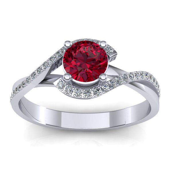 Inel logodna cu rubin rotund