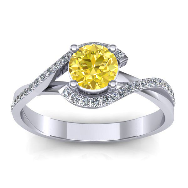 Inel logodna cu safir galben rotund