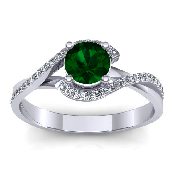 Inel de logodna cu smarald rotund