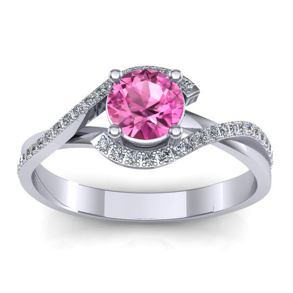 Inel de logodna cu safir roz rotund