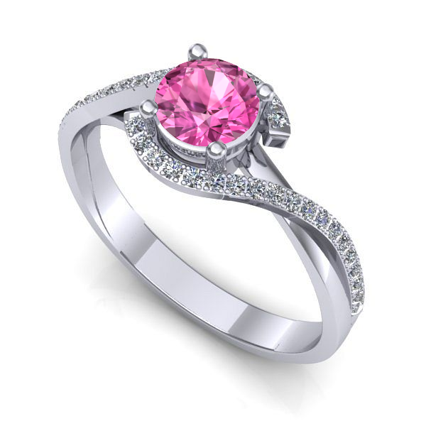 Inel din aur alb cu safir roz