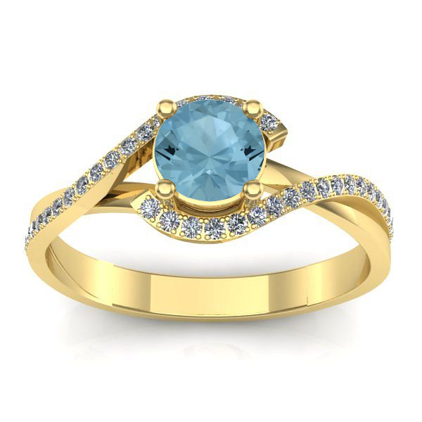 Inel logodna cu aquamarin rotund