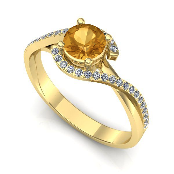 Inel de logodna din aur galben cu citrin