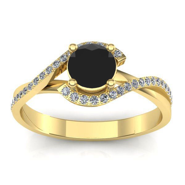 Inel cu diamant negru rotund