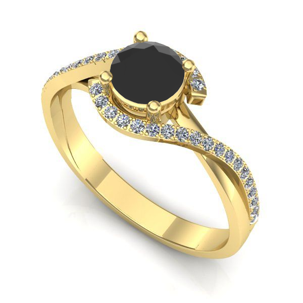 Inel din aur galben cu diamant negru