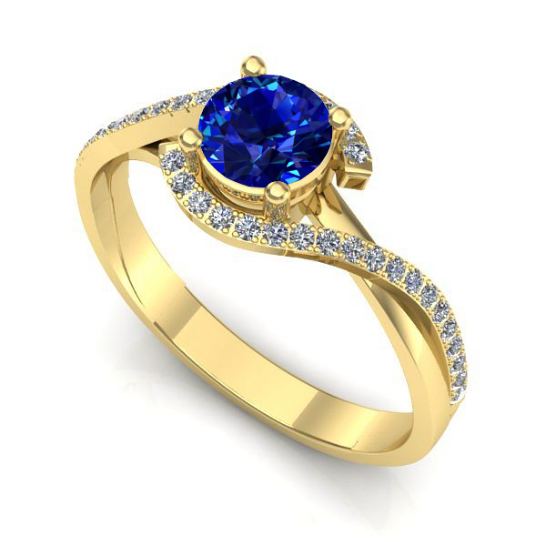 Inel logodna din aur galben cu safir