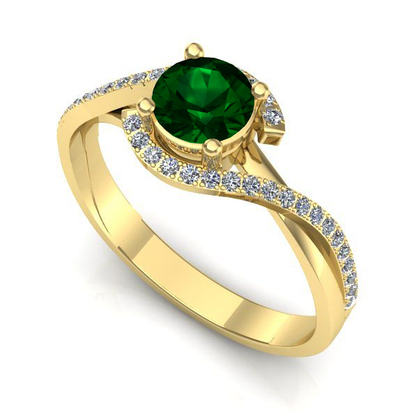 Inel de logodna din aur galben cu smarald