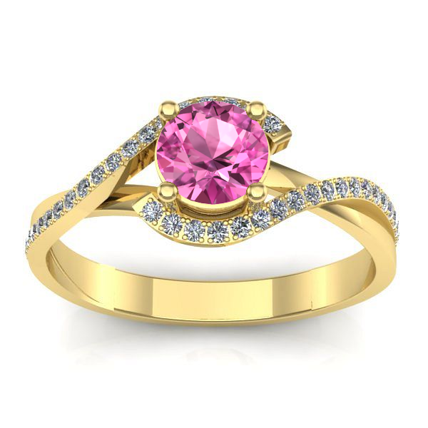 Inel de logodna cu safir roz rotund