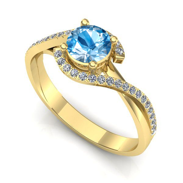 Inel din aur galben cu topaz blue