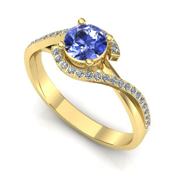 Inel logodna din aur galben cu tanzanit