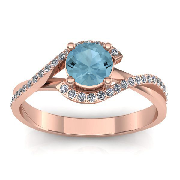 Inel logodna cu aquamarin rotund