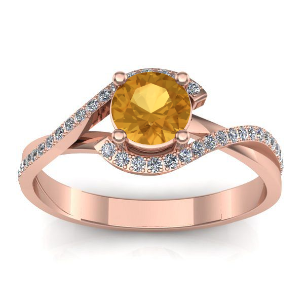 Inel logodna cu citrin rotund