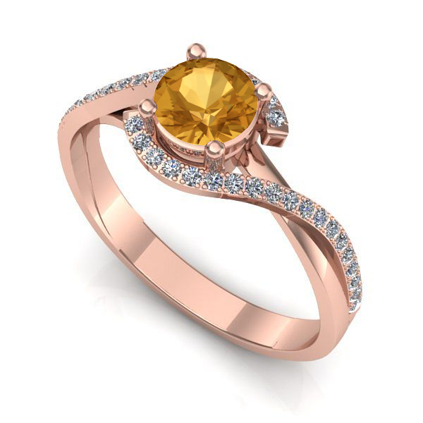 Inel logodna din aur roz cu citrin